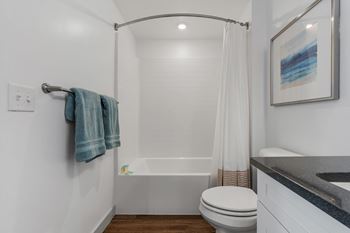Bathtub with curtain
